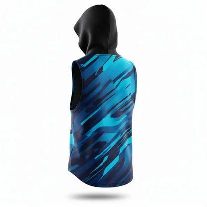 Full Color Spandex Interlock Sleeveless Hoodie T Shirt