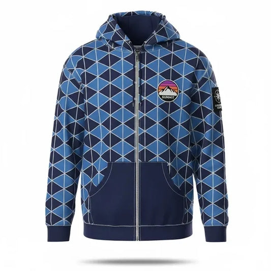 Sublimated 280G Polyester Full Zip Hoodie
