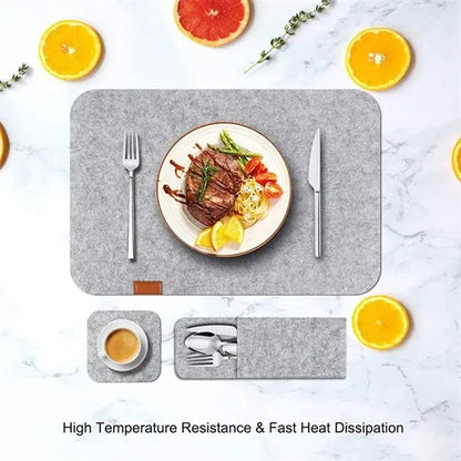 Absorbent Insulated Knife & Fork Pouch Placemat Set