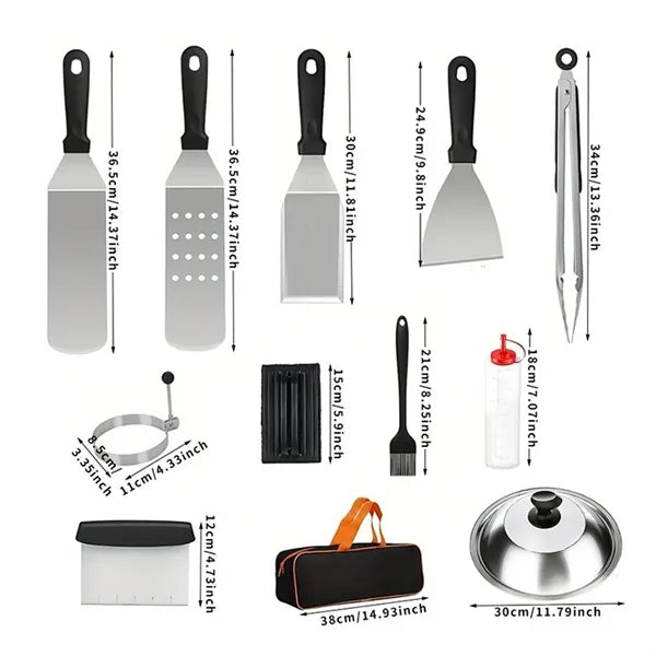 34 Piece BBQ Stainless Steel Barbecue Tool Set