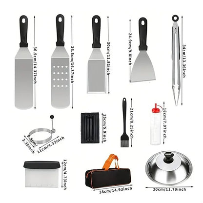 34 Piece BBQ Stainless Steel Barbecue Tool Set