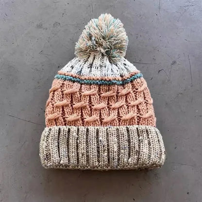 ins mixed color striped velvet beanie hat