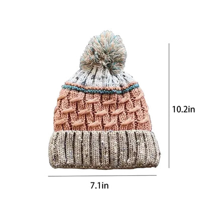 ins mixed color striped velvet beanie hat
