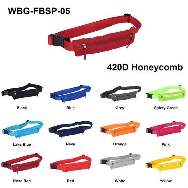Rectangular Running Belt w/ 1 Pocket - Custom Logo 11x1x3.4