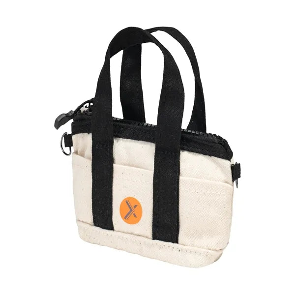 10 Oz Cotton Canvas Tiny Tote w/ Carabiner - 4.3" x 3" x 1.6