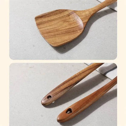 Kitchen 6-Piece Wooden Spoon Skimmer Turner Set