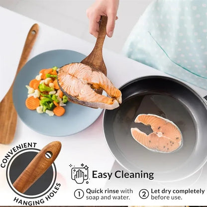 Kitchen 6-Piece Wooden Spoon Skimmer Turner Set