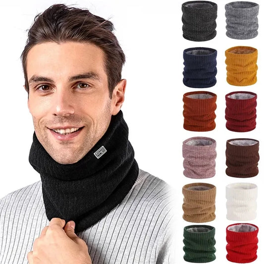 Winter Knitted Plush Lined Neck Warmer Scarf