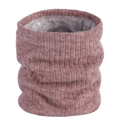 Winter Knitted Plush Lined Neck Warmer Scarf