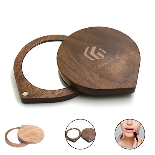 Wooden high-definition magnetic rotating makeup mirror