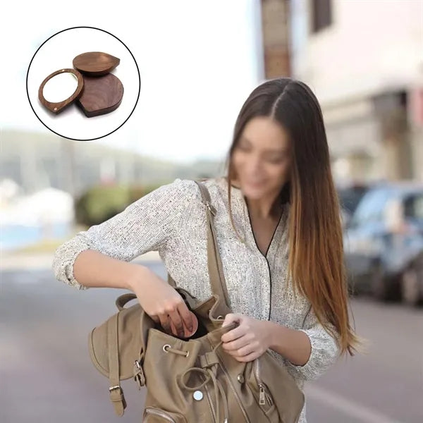Wooden high-definition magnetic rotating makeup mirror