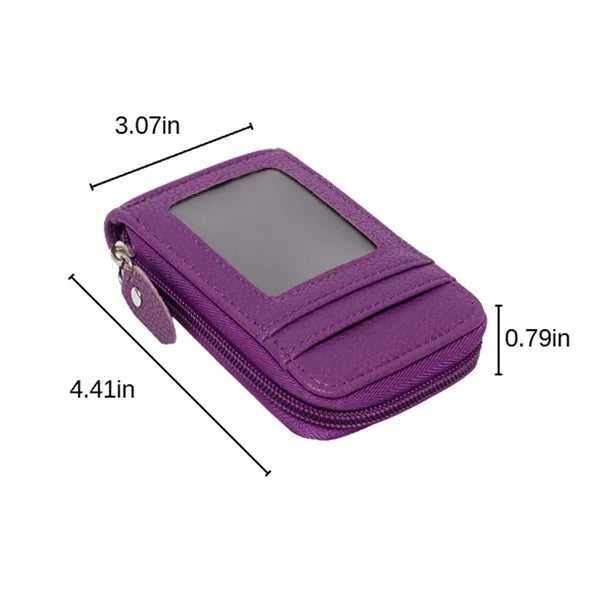 Security Leather Credit Card Holders Wallet With Zipper