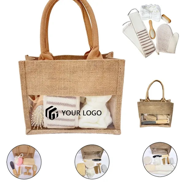 6-piece travel body skincare spa gift set beauty tote bag