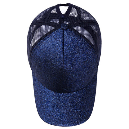 Ponytail Vintage Sports Glitter High Bun Hat