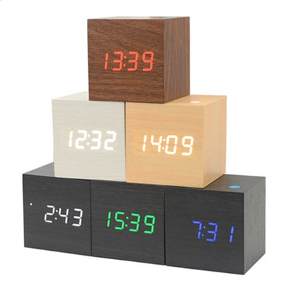 Mini LED Wood Digital Cube Alarm Clock