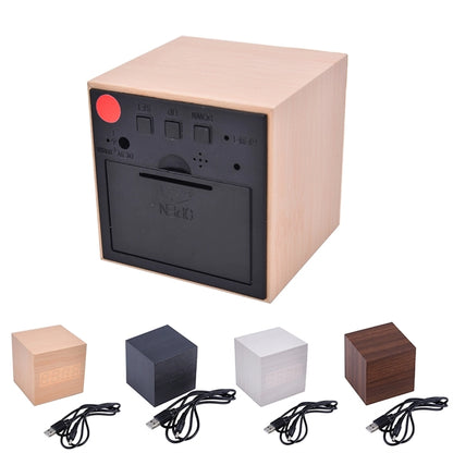 Mini LED Wood Digital Cube Alarm Clock