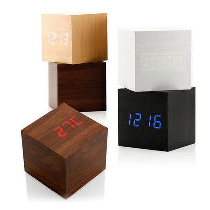 Mini LED Wood Digital Cube Alarm Clock