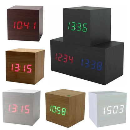 Mini LED Wood Digital Cube Alarm Clock
