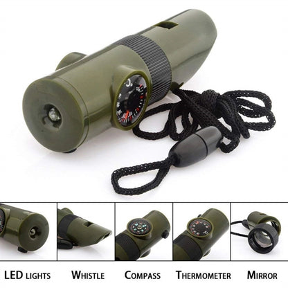 7 in 1 Emergency Survival Compass Whistle