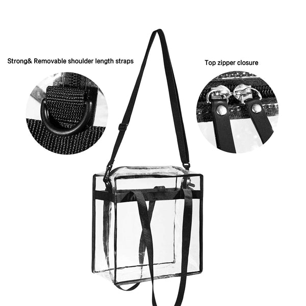 Clear Cross Body Messenger Tote Shoulder Zippered Bag