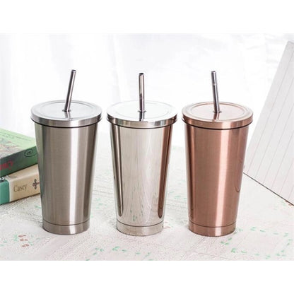 17 OZ Vacuum Bottle with Straw