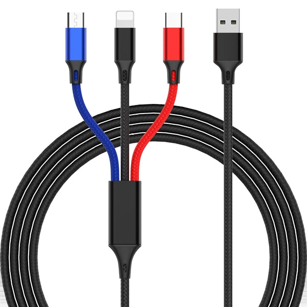 3 in 1 Nylon Charger USB Data Cable