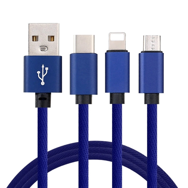 3 in 1 Nylon Charger USB Data Cable