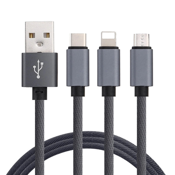 3 in 1 Nylon Charger USB Data Cable