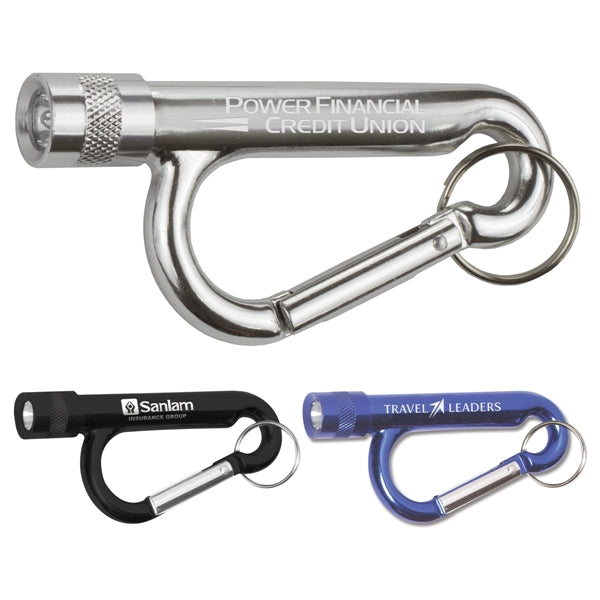 Metal Carabiner Flashlight with Split Ring Attachment