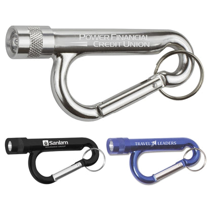 Metal Carabiner Flashlight with Split Ring Attachment