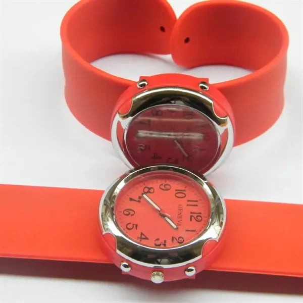 Custom Silicone Slap Watch W/  Printing On Dial