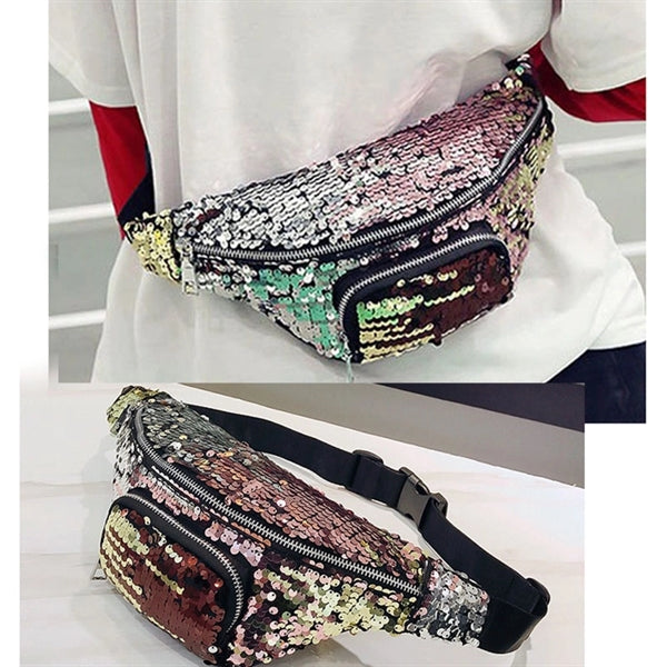 Sequins Pockets Bling Waist bag