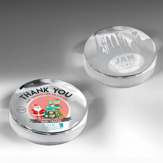 2 7/8" Dia x 3/4" H Round Glass Paperweight