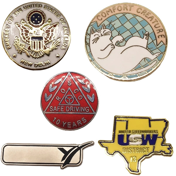 1" Hard Enamel Die Struck Lapel Pins