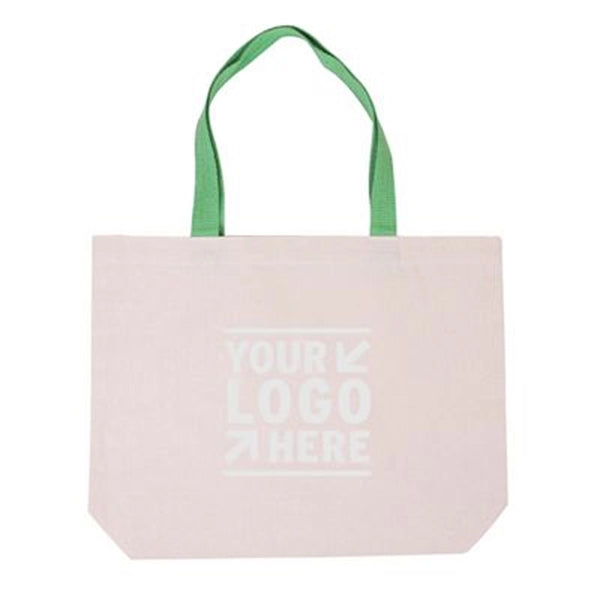 Cotton Canvas Tote with Gusset & Color Accent Handles