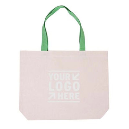 Cotton Canvas Tote with Gusset & Color Accent Handles