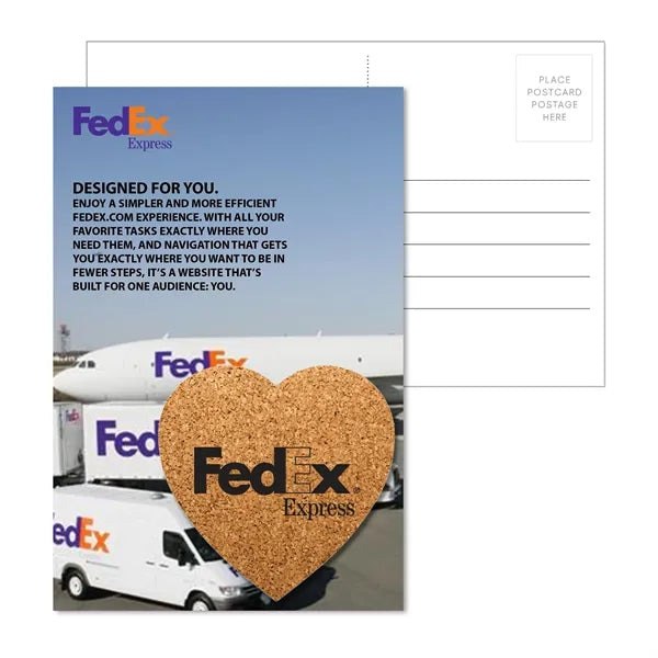 Post Card with Heart Shaped Cork Coaster
