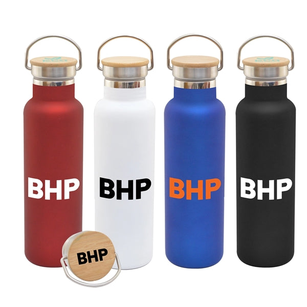 20oz. Stainless Steel Insulated Vacuum Bottle w/Bamboo Lid