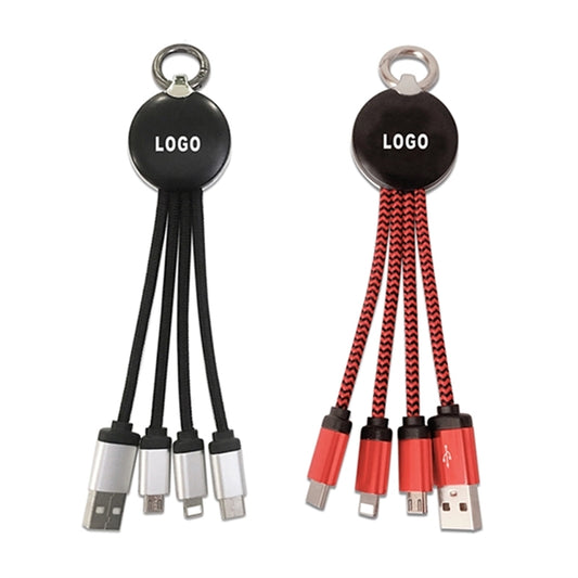 Light-Up 3-In-1 Charging Cable With Key Ring