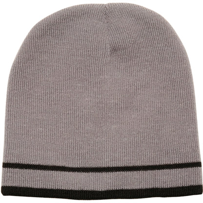 Acrylic Knit embroidered beanies w/ Double stripe