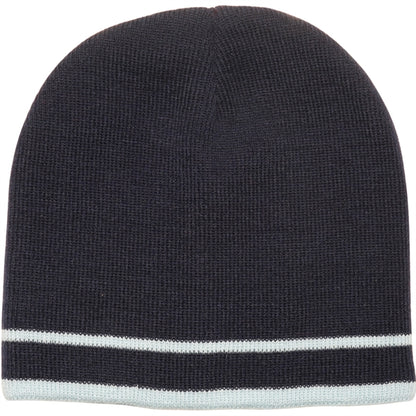 Acrylic Knit embroidered beanies w/ Double stripe