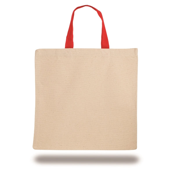 Natural Canvas Tote Bag w/ Contrasting Web Handles 14" X 14"