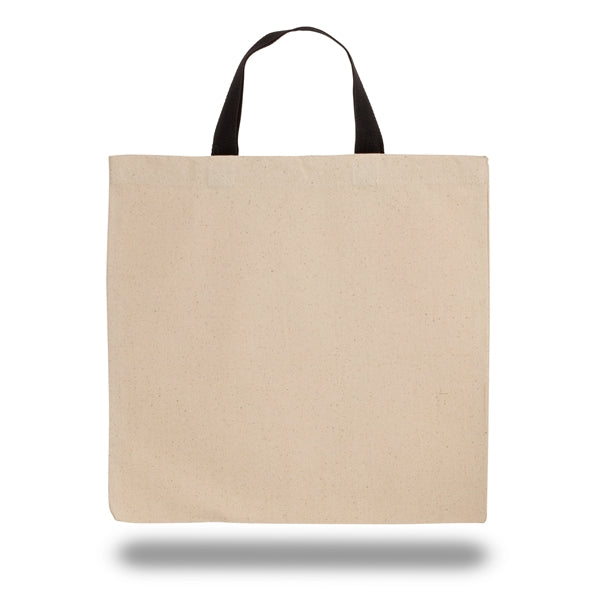 Natural Canvas Tote Bag w/ Contrasting Web Handles 14" X 14"