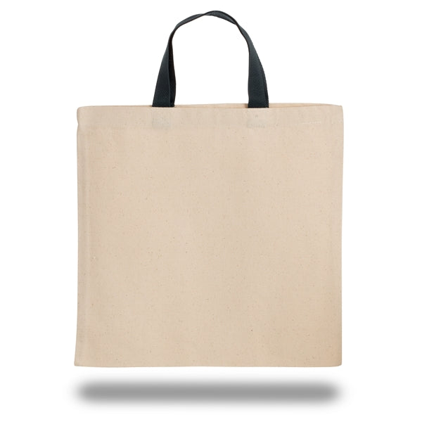 Natural Canvas Tote Bag w/ Contrasting Web Handles 14" X 14"