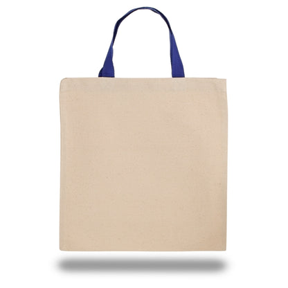 Natural Canvas Tote Bag w/ Contrasting Web Handles 14" X 14"