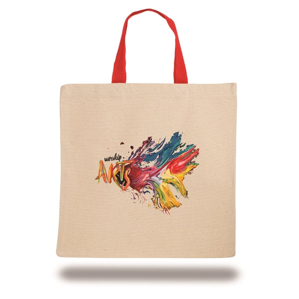 Natural Canvas Tote Bag w/ Contrasting Web Handles 14" X 14"