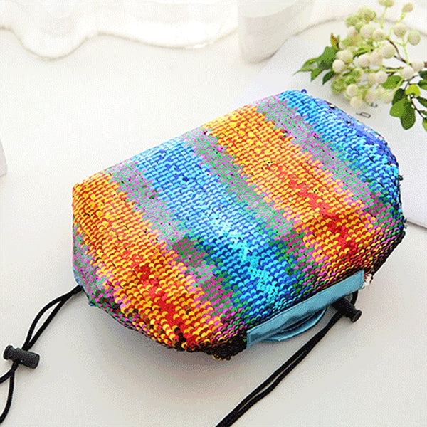 Flip Sequin Drawstring Makeup Bag