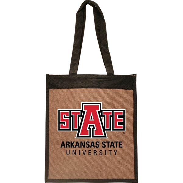 Convention Laminated Jute Tote Bag w/ Black Panels