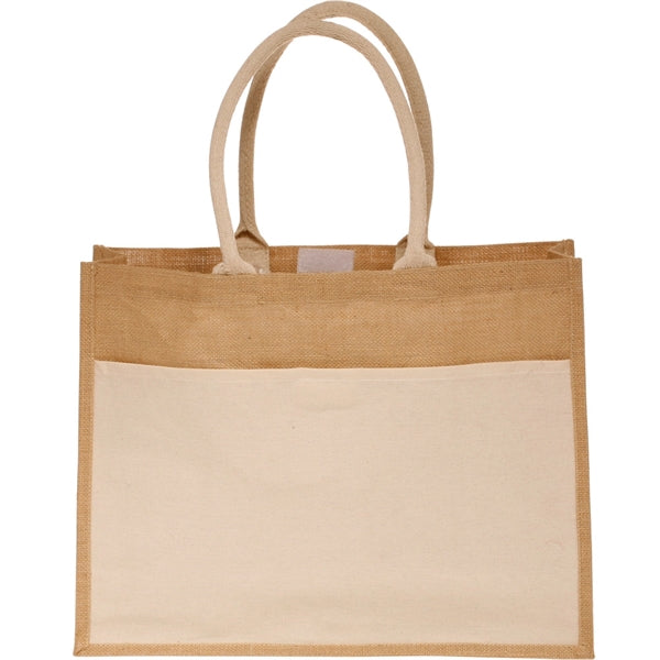 Large Grocery Jute Tote Bags w/ Front Pocket