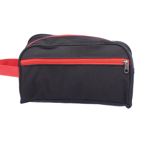 Two-Tone Travel Toiletry Bag with Colored Handle & Zipper